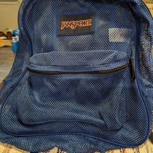 Jansport Backpack Mesh Blue Transparent School Work